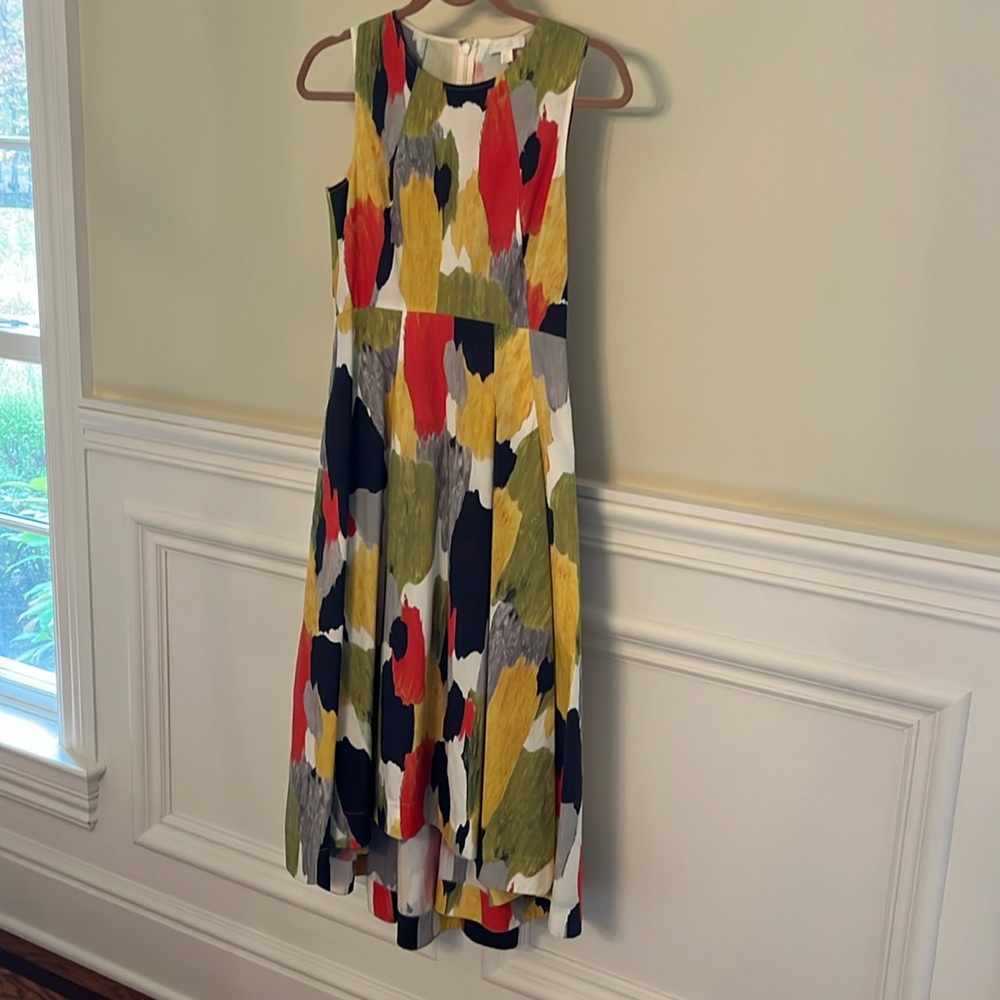 COS full length,  high low dress with splashes of color, size 4, has pockets